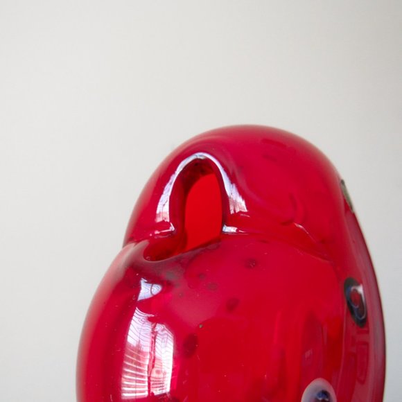 VTG Italian Murano Art Glass Vase Collectible Red Millefiori Studio Blown MCM - Picture 5 of 7